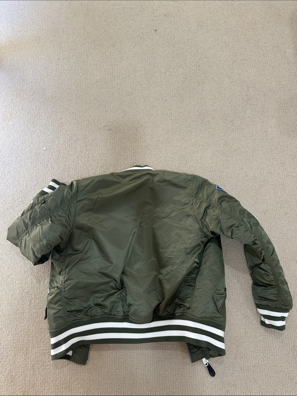 Los Angeles Dodgers Olive Green Patch Bomber Jacket medium new era - Picture 7 of 7